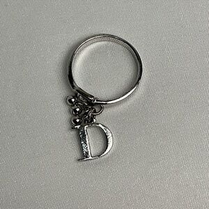 Vintage Christian Dior Silver Ring with Dangle D Charm